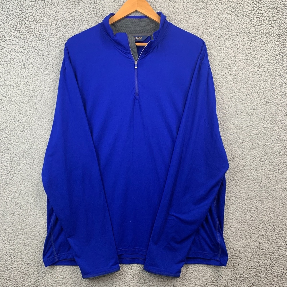 Polo Ralph Lauren Pullover Mens 2XL Blue Quarter Zip Stretch Lisle Performance